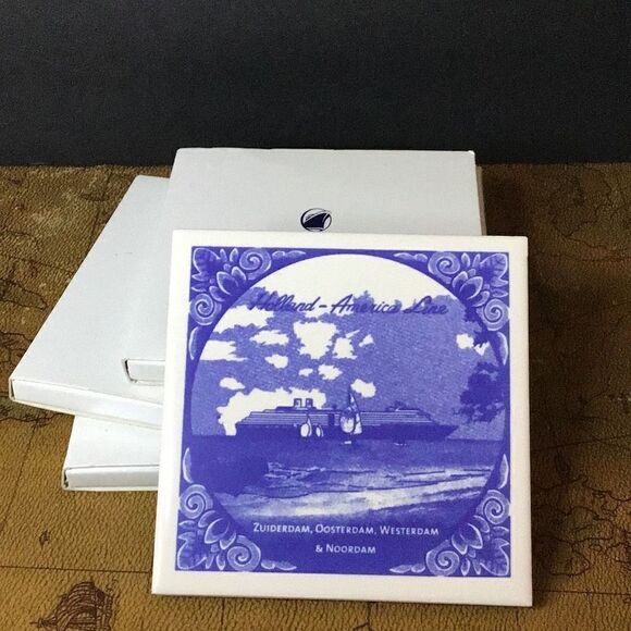 Coaster set of 4 vintage Holland America cruise line coasters - Picture 1 of 3